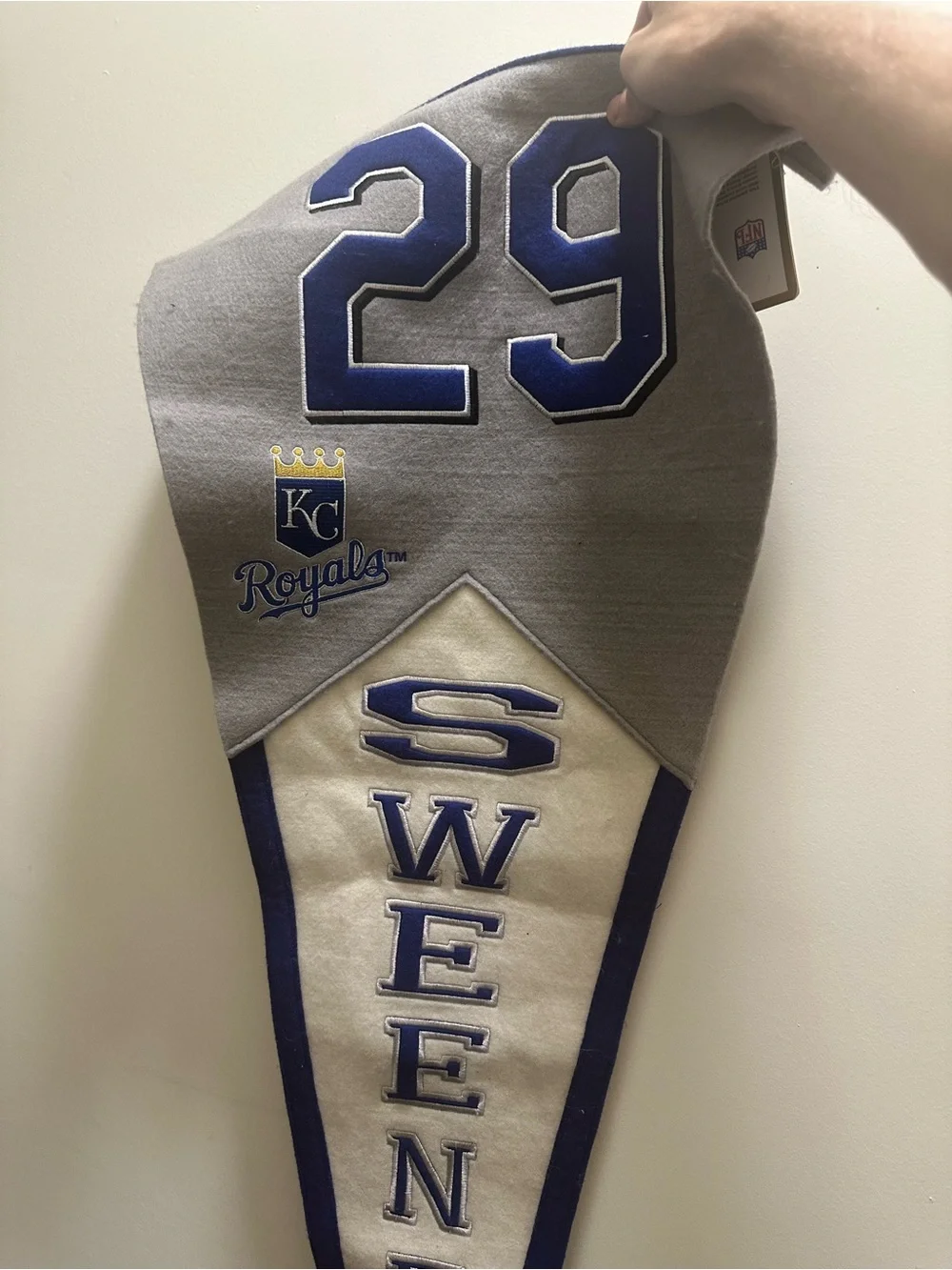 KC Royals Gray and Blue Number 29 Pennant Wall Accent Mike Sweeney huge banner